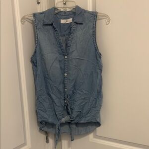 Threads 4 Thought Light Blue Sleeveless Button-Down Shirt